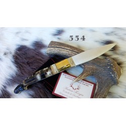 Coltello sardo artistico foggia antica, lama 11,5 cm, manico a mosaico in corno di montone e bufalo con anima in acciaio