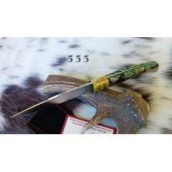 Coltello sardo artistico dorgalese, lama 11,5 cm, manico a mosaico in corno e resina con anima in acciaio