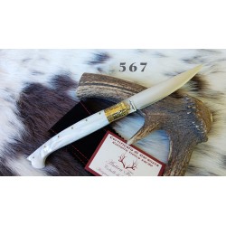 Coltello parteollese elaborato lama 11,5 cm, manico in kirinite madreperla con anima in acciaio