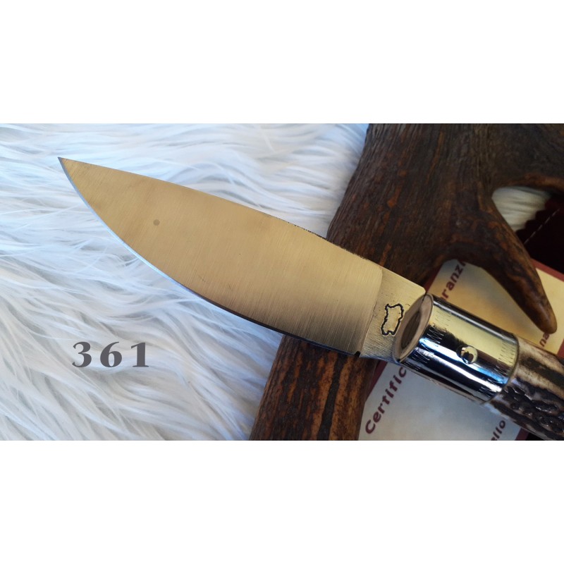 Coltello sardo da scanno, lama 11 cm, manico in corno di cervo